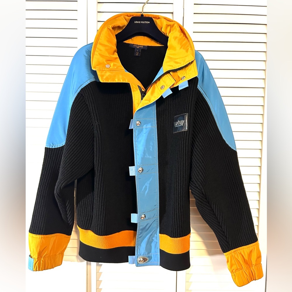 Louis Vuitton Black, Blue, and Orange Bomber Jacket